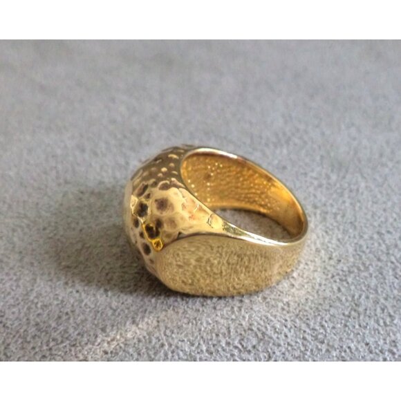 VERONESE 18k Gold Vermeil STERLING NECKLACE + RING SET Etrusca - Hammered -Italy - Picture 10 of 13